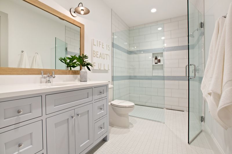 Wide Picture of Bathroom with Glass Shower
